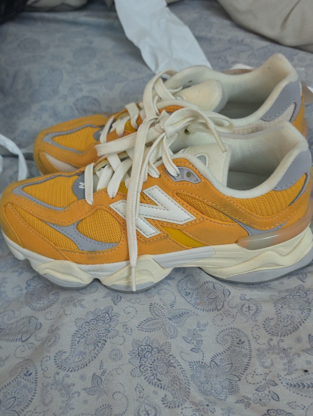 New Balance Yellow and Gray Athletic Chunky Sneakers
